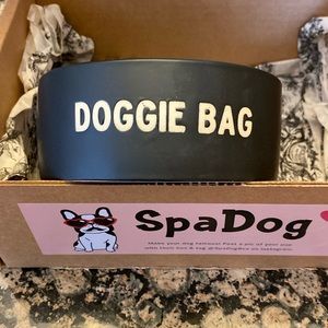 SPA DOG black feeding or drinking bowl . Pet couture line. Heavy ceramic black